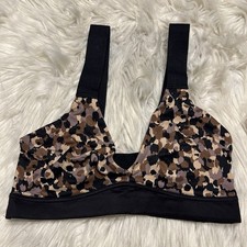 Spanx Small Bralette Black Print Bra-Llelujah Unlined Wireless Pullover