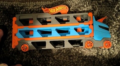 Hot Wheels Mega Hauler Truck Holds 30 Cars and 6 foot Track.GUC