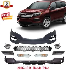 Front Bumper Cover Fascia & Fog Light Assembly For 2016-2018 Honda Pilot