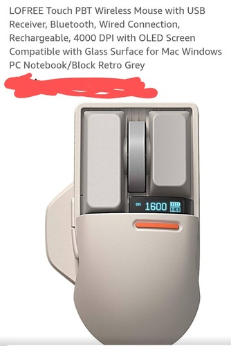 LOFREE Touch PBT Wireless Mouse with USB Receiver, Block Retro Grey New Open Box - 第 1/12 張圖片