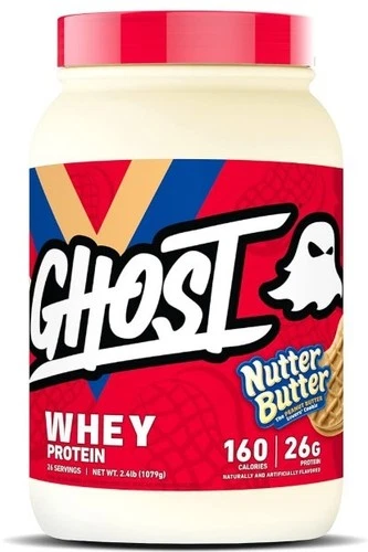 GHOST Whey Protein Powder Nutter Butter Flavor 2.4 lbs. 26g Protein Per Serving