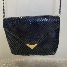 Vintage Black Metal Mesh Clutch Crossbody Strap, Black 20  Chain Party Purse