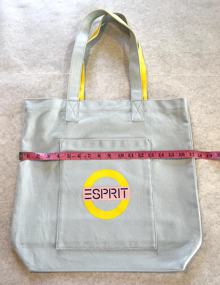 Сумка с короткими ручками ESPRIT Throw-back 90-е бледно-голубая холщовая с логотипом новая с ценниками подлинная см. описание - Изображение 4 из 4