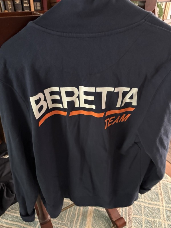 Beretta Team Adult Navy Full Zip Fleece Cotton Logo Pockets Mock Neck S