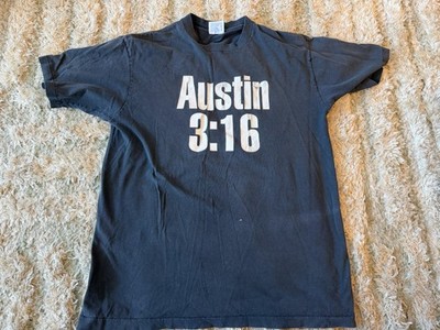 VTG 90s Austin 3:16 Shirt Mens L Black Stone Cold Skull WWF Tee-Jays FADE