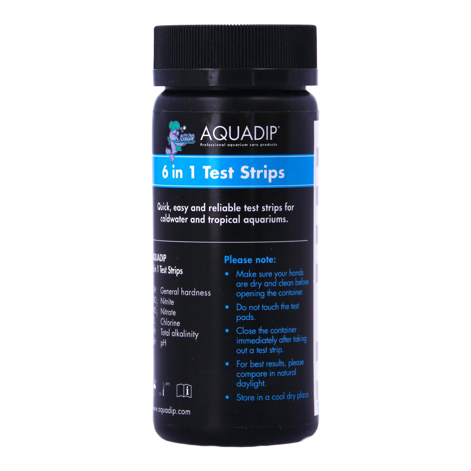 AQUADIP 6 in 1 Aquarium Fish Tank 50 Test Strips GH NO3 NO2 CI3 KH pH