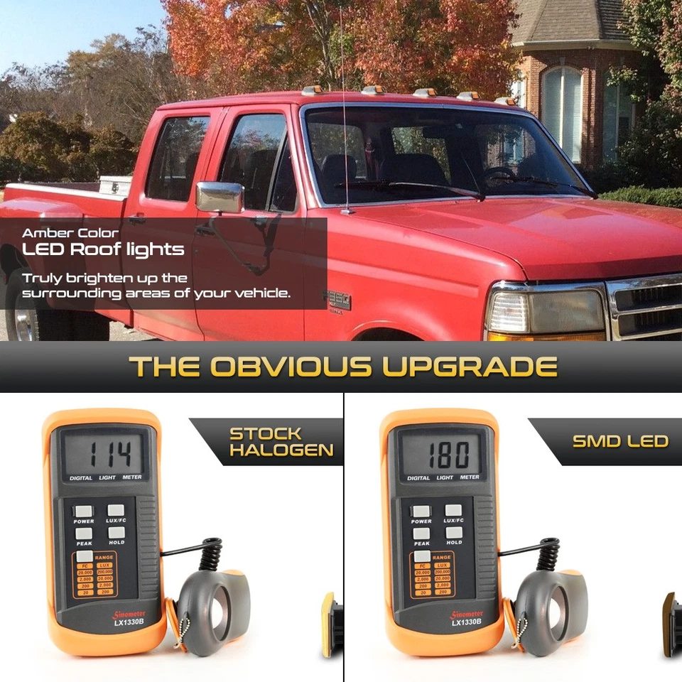 5PC LED Smoked Roof Cab Clearance Running Lights For 84-1996 Ford F150 F250 F350 Foto 3 de 4