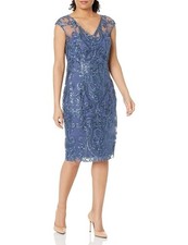 Alex Evenings Women's Knee Length V Neck Cocktail, Mother of The Bride Dress...