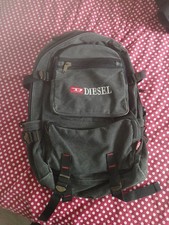 Diesel Backpack Grey Canvas Adjustable Straps Zip Pockets