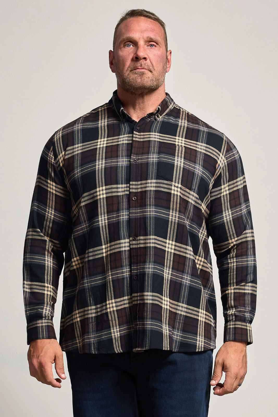 Badrhino Brown Brushed Check Long Sleeve Shirt - Image 2