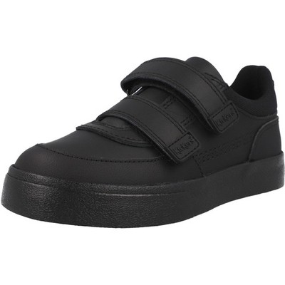 Kickers Tovni Scuff Lo Black School Shoes Hook and Loop Easy Fastening Kids