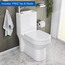 2 in 1 Close Coupled Toilet With Sink On Top Combo Space Saving Cloakroom Unit