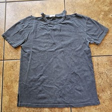 T.la Anthropologie Tshirt Dark Grey Cold Shoulder Activewear Small USA Made