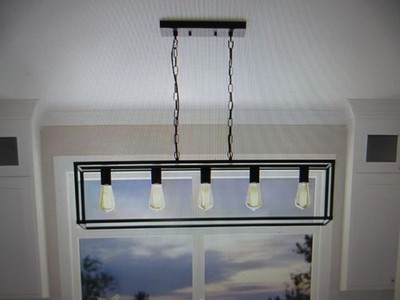 Yansun 5-Light Matte Black Farmhouse Kitchen Island Lighting Modern Chandelier