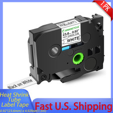 1 x Hse251 Hs251 Black on White 0.92" Heat Shrink Tube Tape Fit Brother PT-1960