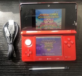 Nintendo 3DS Flame Red CTR-001(USA) Console w/ Charger/Stylus-- Fully Tested