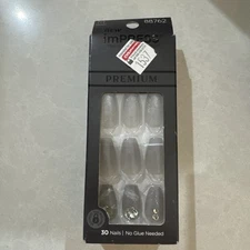 KISS imPRESS No Glue Mani Press On Nails, Premium, 'Legacy', Gray, Medium