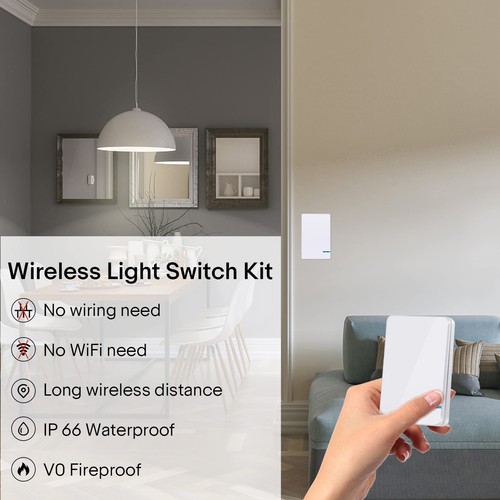 GREENCYCLE Wireless Remote Light Switch and Receiver Kit–IP66 Waterproof, - Picture 4 of 8