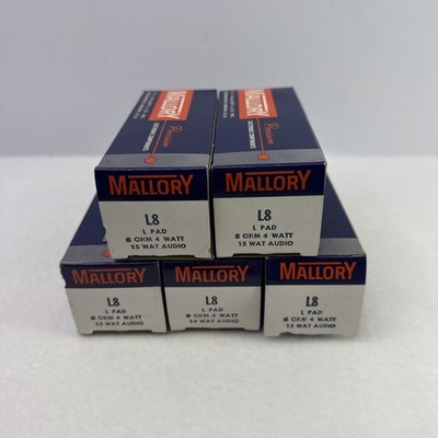 Lot Of 5 VTG Mallory L8, L Pad, 8 OHM 4 WATT, 15 WATT AUDIO Control NOS NIP