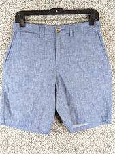 Old Navy Linen Blend Chino Shorts Men's 28 Blue Casual Golf Hike Herringbone