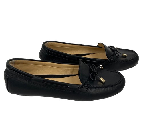 Michael Kors Daisy Moccasin Black Leather Flats Loafers Bow Shoe Sz 9.5 - Picture 6 of 10