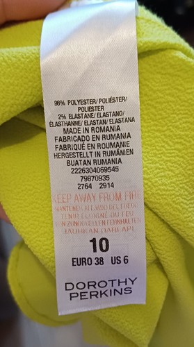 Túnica de Vestido Amarillo Dorothy Perkins Muy Ligero Verano Talla Reino Unido 10 En muy buena condición - Imagen 6 de 8