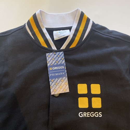 Giacca Varsity Greggs by Primark da uomo taglia XS su un rotolo (NUOVA CON ETICHETTE) nera abbottonata - Foto 2 di 16