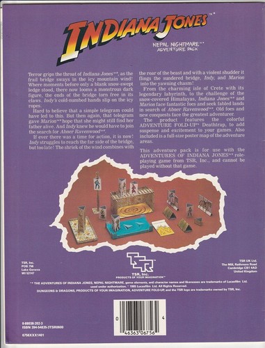 Indiana Jones Nepal Nightmare Adventure Pack I 1985 TSR Jeff Easley Art - Bild 2 von 2