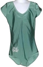 Vintage 80s Leotard Bodysuit Aerobics Green Workout Skin M/L Retro