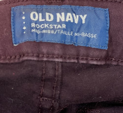Old Navy Rockstar Midrise Purple Pants Size Junior 10 28” Length 12” Rise - Picture 5 of 6
