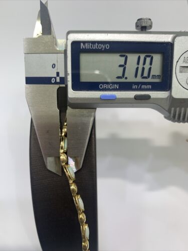14ct 14K Yellow Gold Opal + Diamond Ladies Bracelet 8.4 grams 19cm. Brand New - Picture 7 of 8
