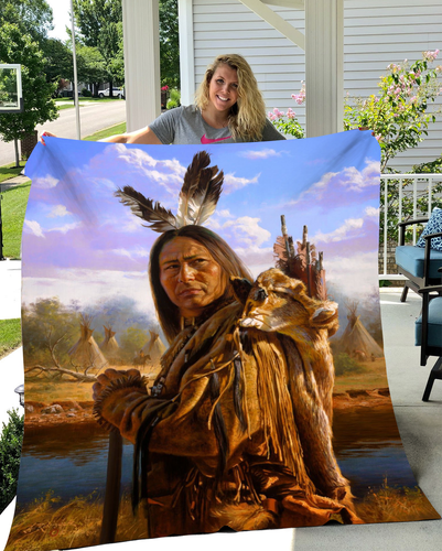 Native American Velveteen Plush Blanket Soft Cozy Fleece Blanket Home Décor Gift