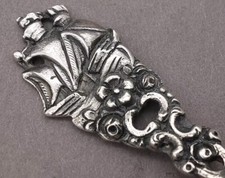 Zuckerlöffel 800er Silber Segelschiff Blumen floral Schiff Kogge maritim (AP) 