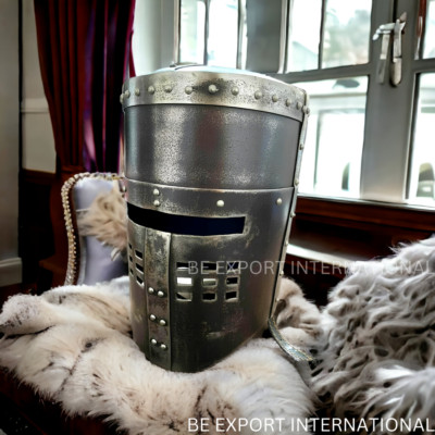 Monty Python King Arthur Helm met Av Entail Chain Mail Middeleeuwse Ridder Armor Helm LARP Kostuum Zilver, zilver, Adult
