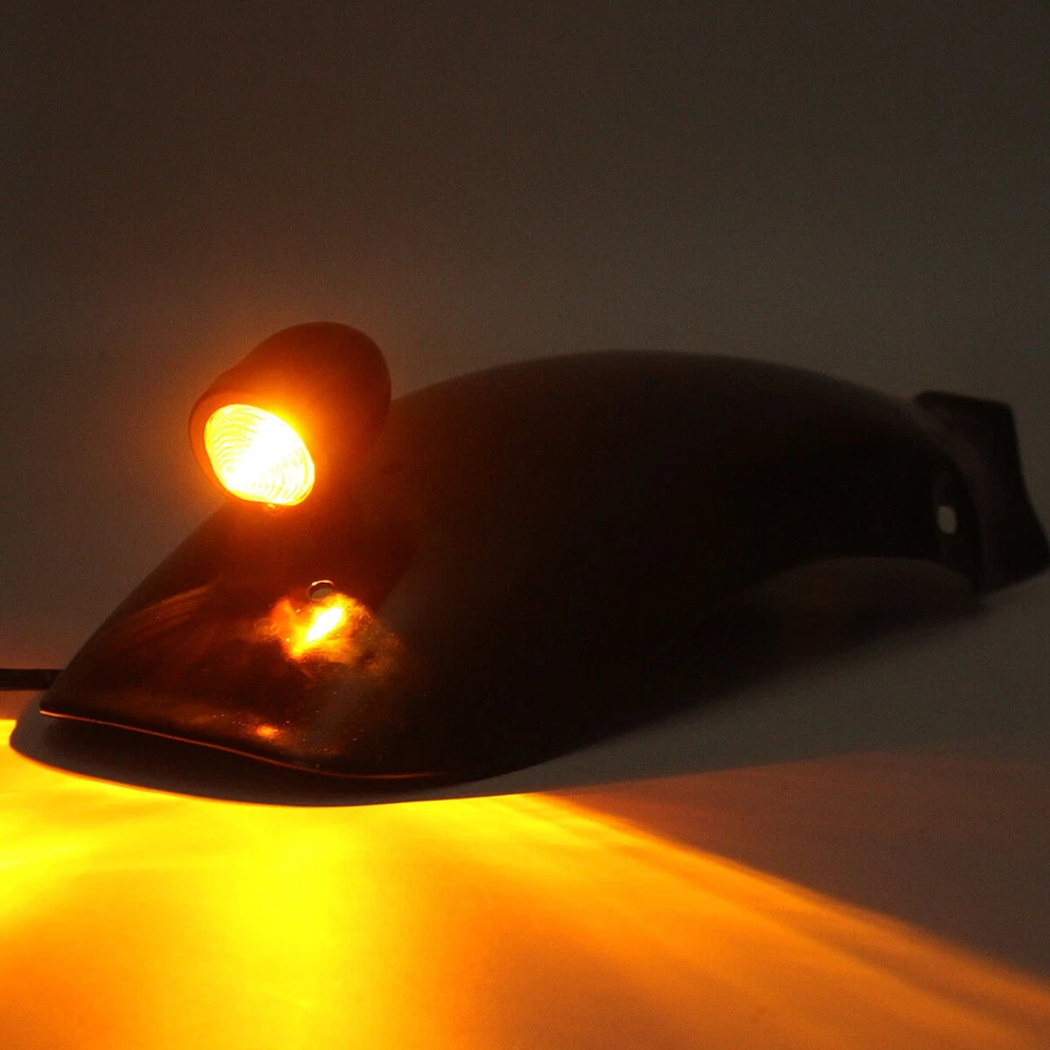 New Black LED Rear Mudguard Fender Motorcycle For Honda Yamaha Suzuki Chopper - Image 3 of 3