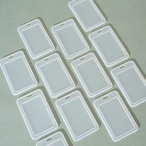 Portatarjetas de identificación de plástico duro transparente transparente de 5 piezas para cordón vertical - Imagen 3 de 8