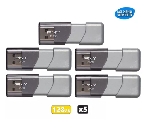 PNY Turbo Attaché 3.0 128GB Flash Drive Thumb Drive Pen Drive (5 Pack)