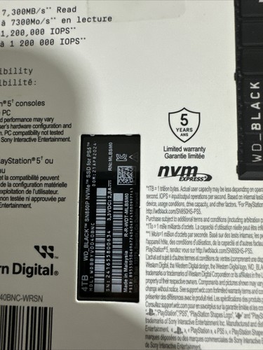 WD_BLACK 4TB SN850P NVMe Internal SSD PS5 WDBBYV0040BNC-WRSN WD black NEW Sealed - Afbeelding 11 van 14
