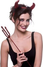 Ladies Red Devil Sequin Mini Trident Halloween Fancy Dress Costume Accessory