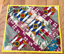 Quilted table topper , new handmade, 14.5x12.5 patched  machine stitched