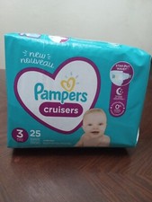 Pampers Cruisers Size 3 16-28lb 25 Count Jumbo Pack Leak Gaurd Hypoallergenic