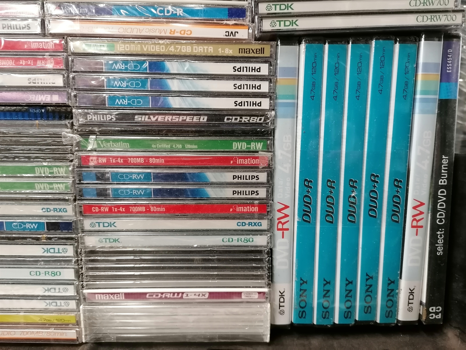 100+ NEW TDK Sony Philips Verbatim CDR CDRW DVD+R ReWritable Blank