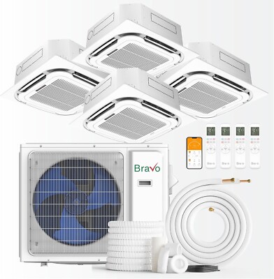 36000 BTU Four Zone 9+9+9+12 BTU Ceiling Cassette Mini Split A/C and Heater