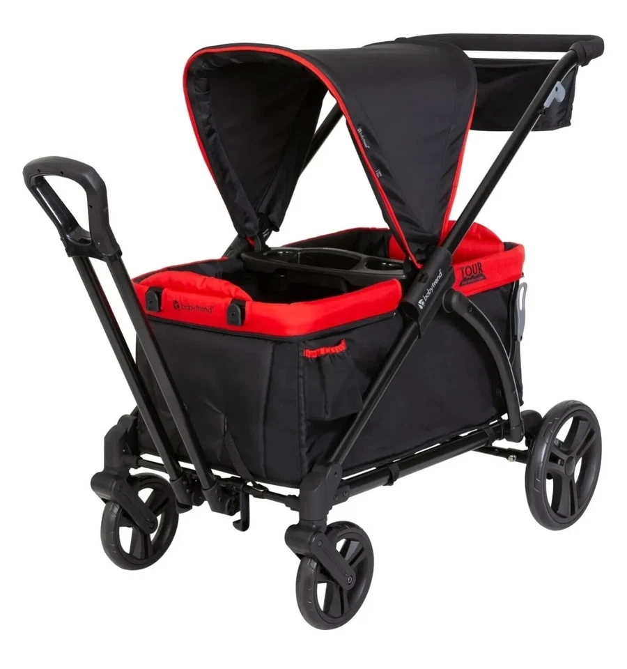 Baby Mars Red Tour 2-in-1 Stroller Wagon Mode Plus 2 Cup Holders Safety Harness - Image 2 of 4