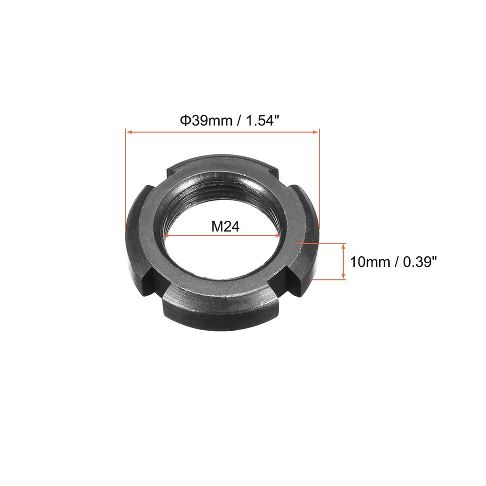 2 Stücke M24x1.5mm befestige vier-Nuten ausschnittene runde Mutter - Bild 2 von 2