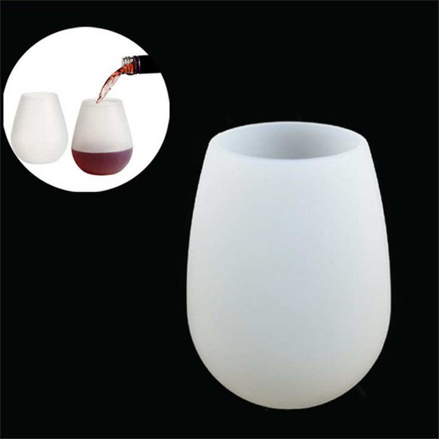White Unbreakable Silicone Cup Wine Glass Stemless Beer Whiskey