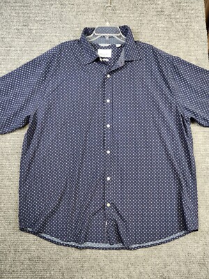 mens 3x short sleeve dress shirts Paperdenim & Cloth Mens 3X Navy Blue Stretch Fabric Short Sleeve Button Down