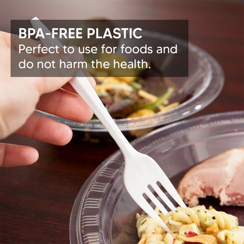 Juego de cubiertos de plástico blanco diezmo reutilizables biodegradables suministros para catering y camping - Imagen 4 de 22