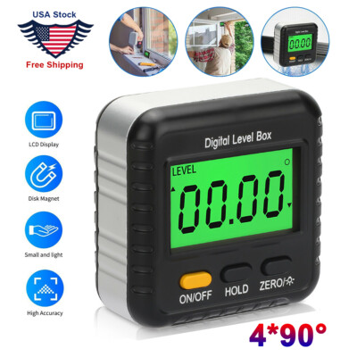 LCD Magnetic Digital Inclinometer Level Box Gauge Angle Finder Protractor 4x90°