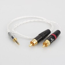 OFC Silver Plated Wire 3.5mm Balanced to 2x RCA HIFI Audio AUX RCA Cable